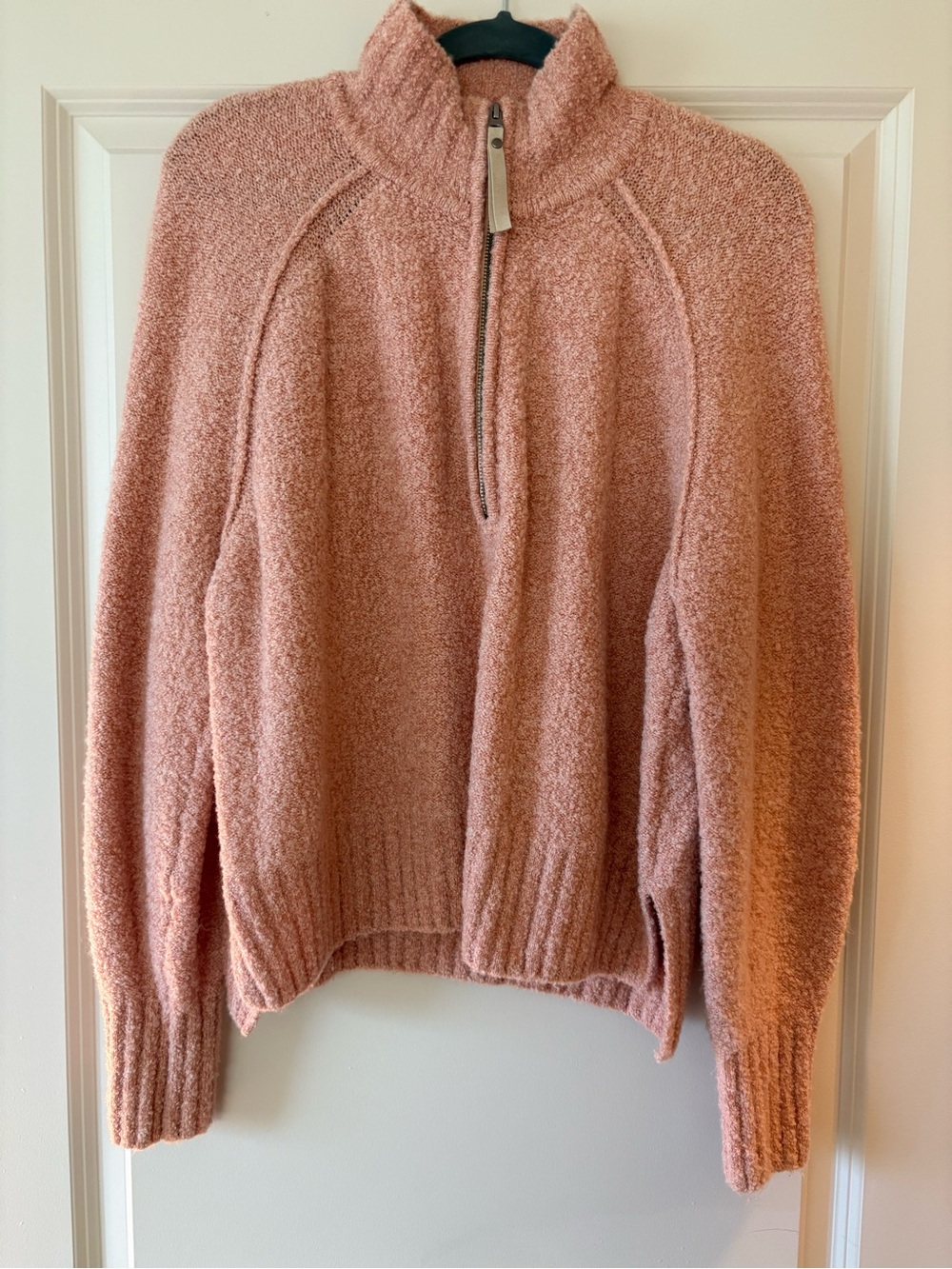 Prana Rose-Tone Bouclé Half-Zip Turtleneck Sweater